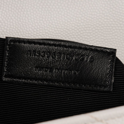Saint Laurent Grain De Poudre Matelasse Chevron Large Monogram Satchel Light Grey 6 of 7