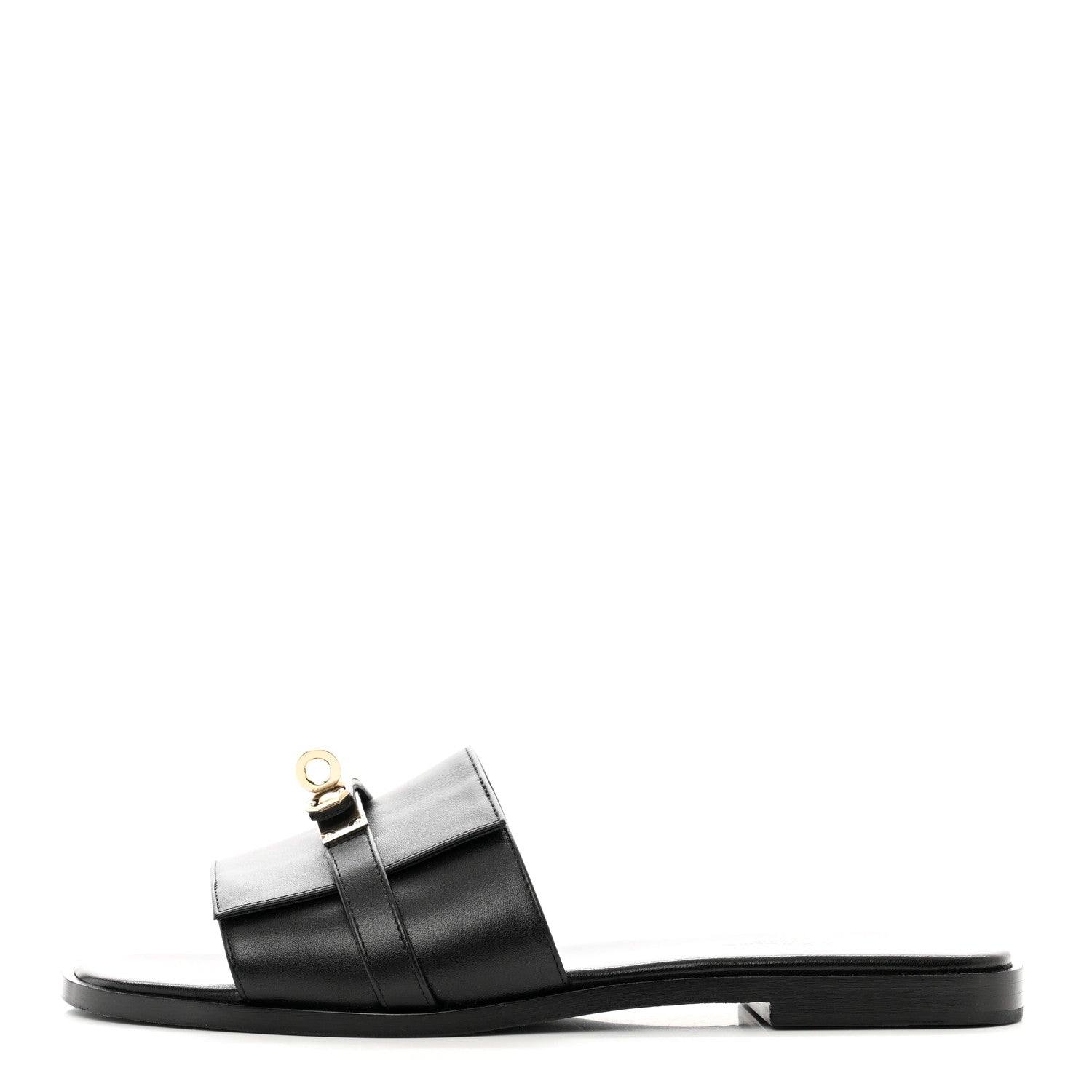 Hermes Calfskin Giulia Sandals 37.5 Black 1 of 8