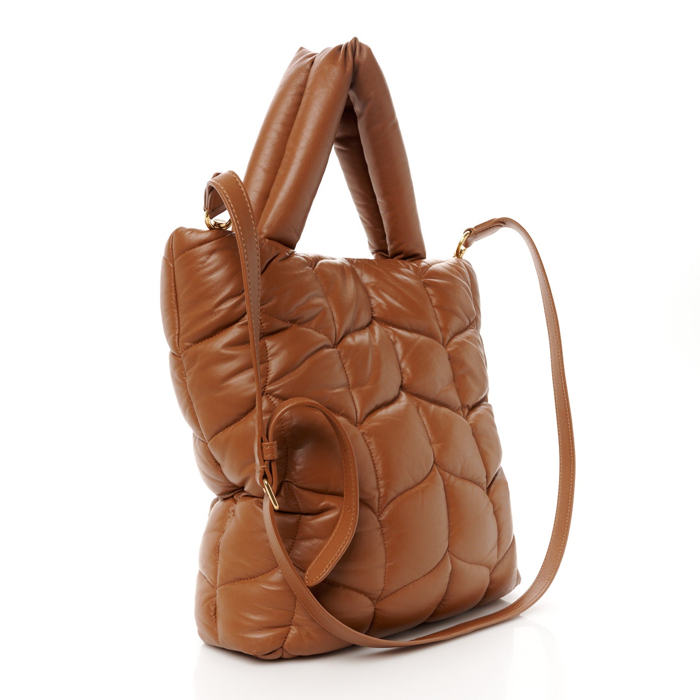 Nappa Pillow Quilted Big Softie Tote Tobacco Brown