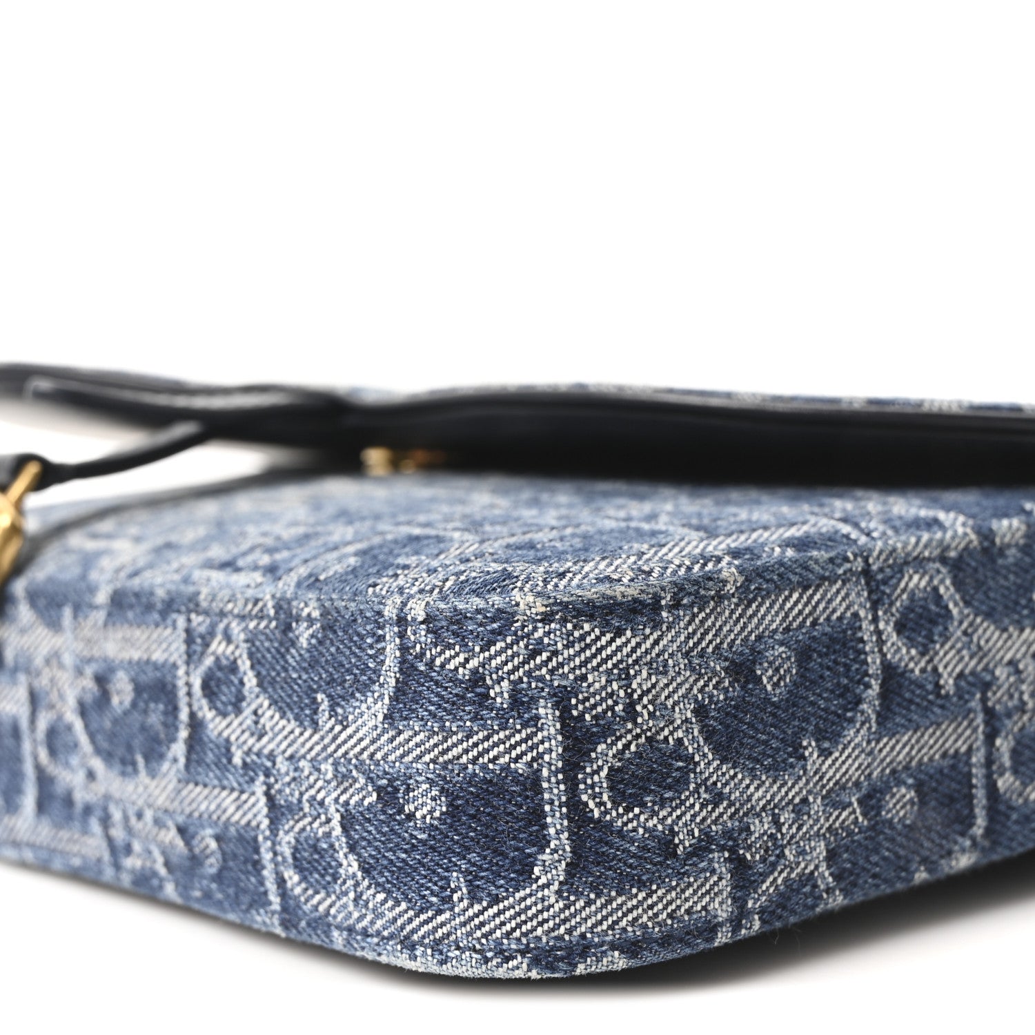 Christian Dior Oblique Denim Saddle Chain Long Wallet Blue 1829525
