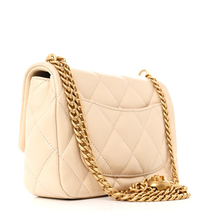 Chanel Shiny Lambskin Quilted Mini Sweetheart Flap Light Beige 3 of 10