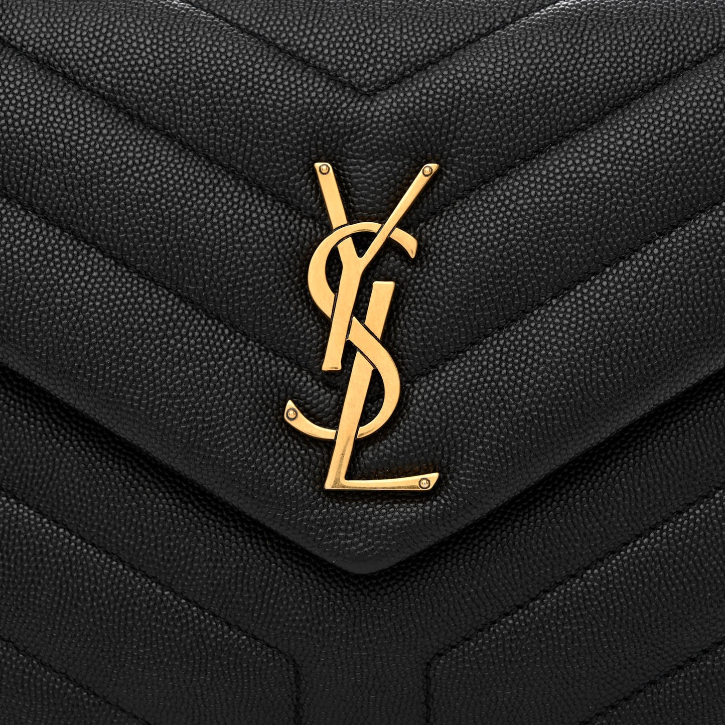 Grain de Poudre Calfskin Y Quilted Monogram Small Loulou Chain Satchel Black