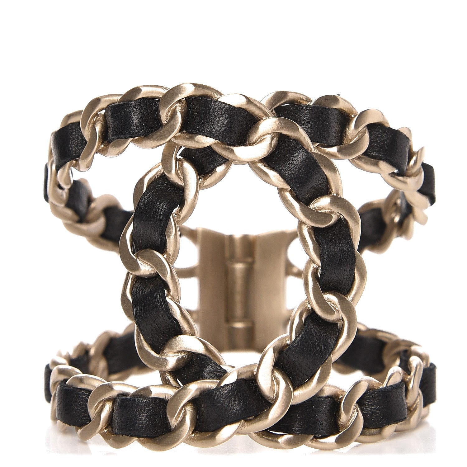 Chanel Lambskin Chain CC Cuff Black Gold 1 of 5