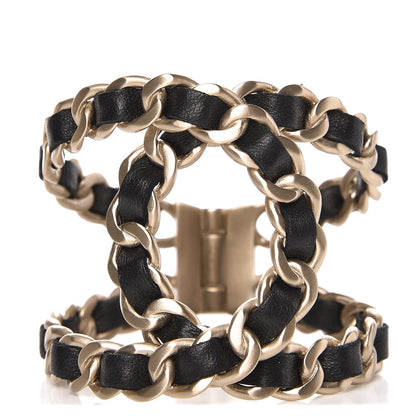 Chanel Lambskin Chain CC Cuff Black Gold 1 of 5