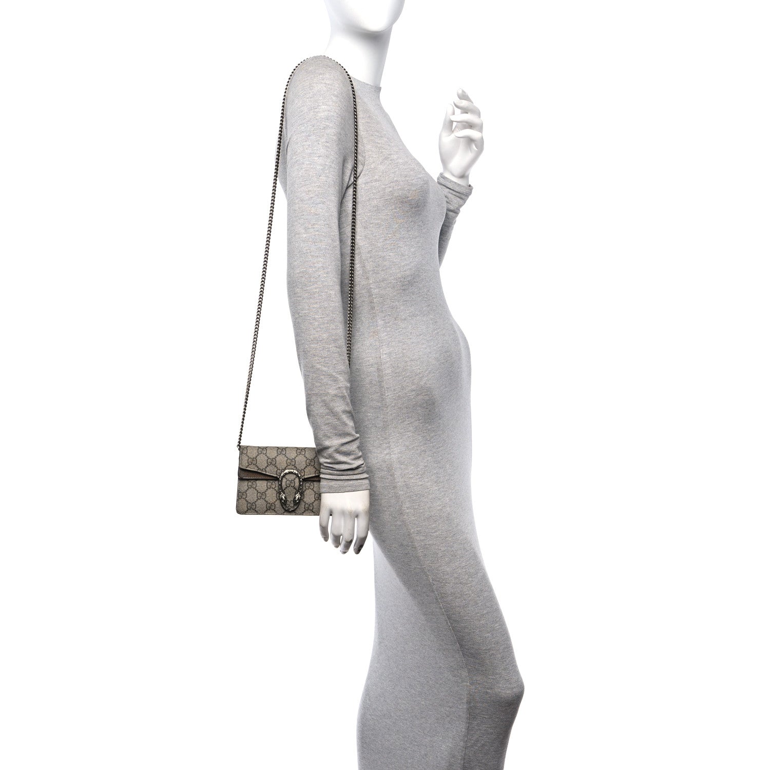 Gucci GG Supreme Monogram Super Mini Dionysus Shoulder Bag Taupe 2 of 14