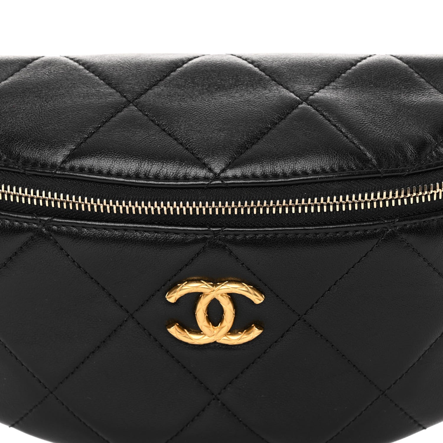 Chanel Lambskin Enamel Quilted Waist Bag Black 8 of 10