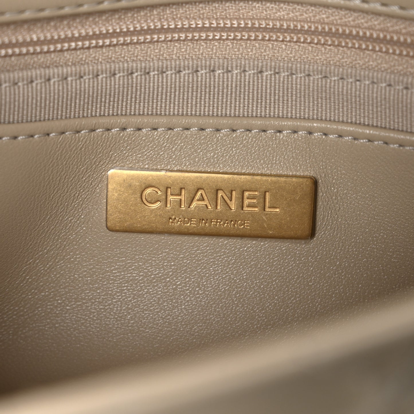 Shiny Lambskin Quilted Mini Flap Beige