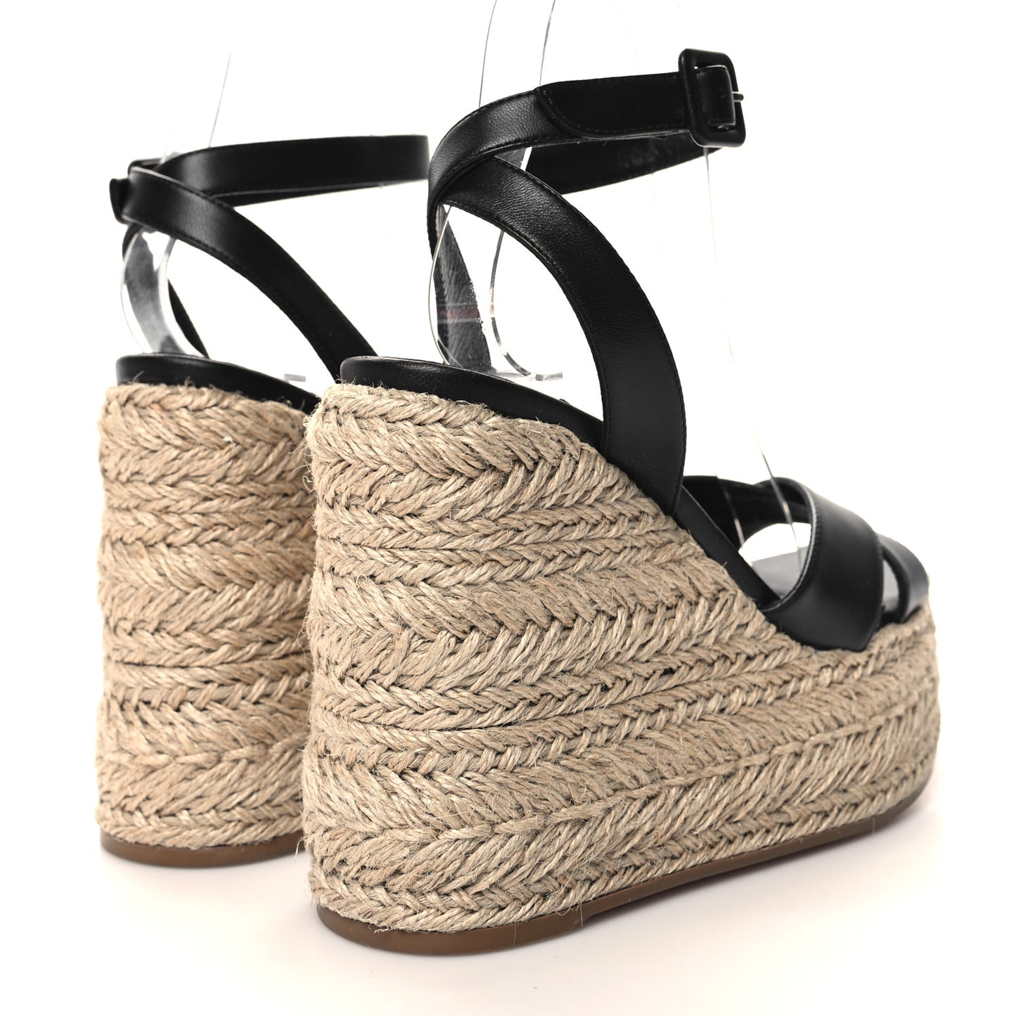 Goatskin Mariza Zeppa 130 Espadrille Sandals 37 Black Natural