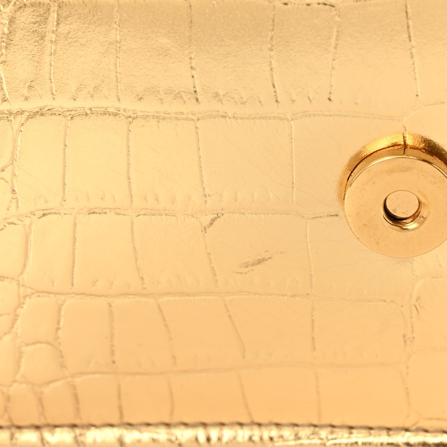 Metallic Calfskin Crocodile Embossed Mini Devotion Envelope Bag Gold