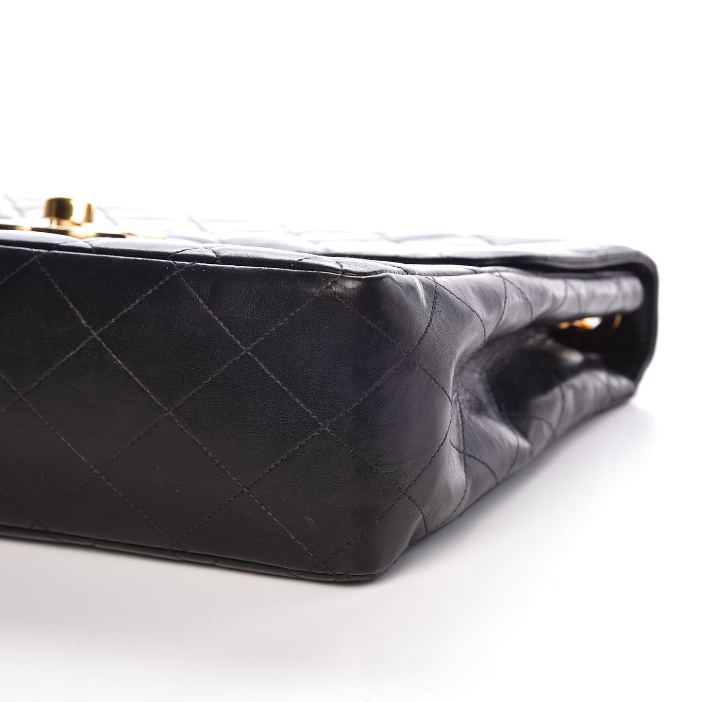 Lambskin Quilted Jumbo Single Flap Black