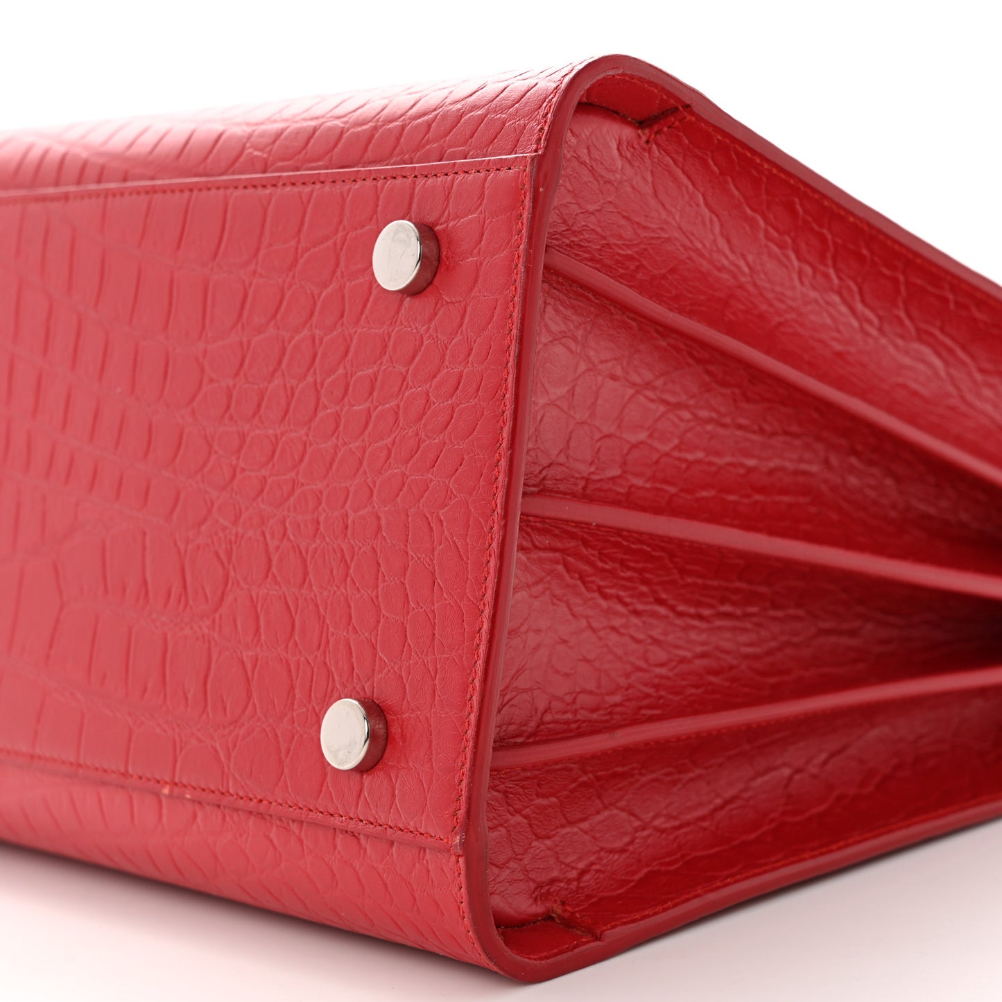 Calfskin Crocodile Embossed Small Sac de Jour Eros Red