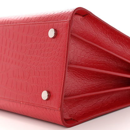 Saint Laurent Calfskin Crocodile Embossed Small Sac de Jour Eros Red 11 of 20