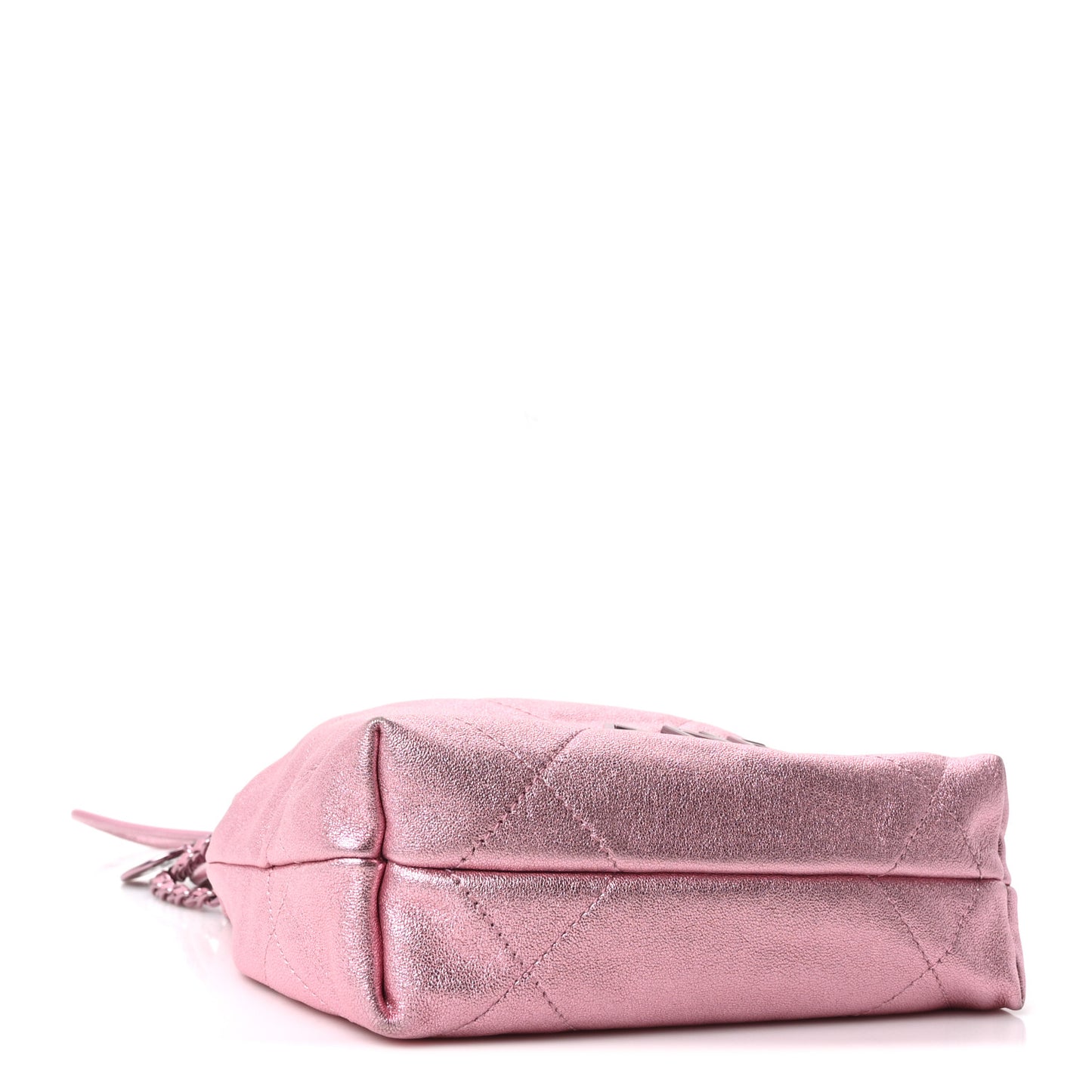 Metallic Lambskin Lacquered Monochrome Quilted Mini Chanel 22 Pink