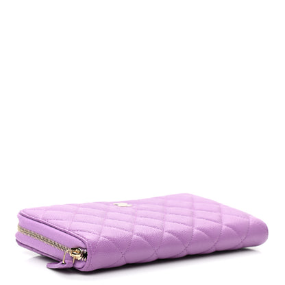 Chanel Caviar Quilted Large Gusset Zip Around Wallet Purple 4 of 9