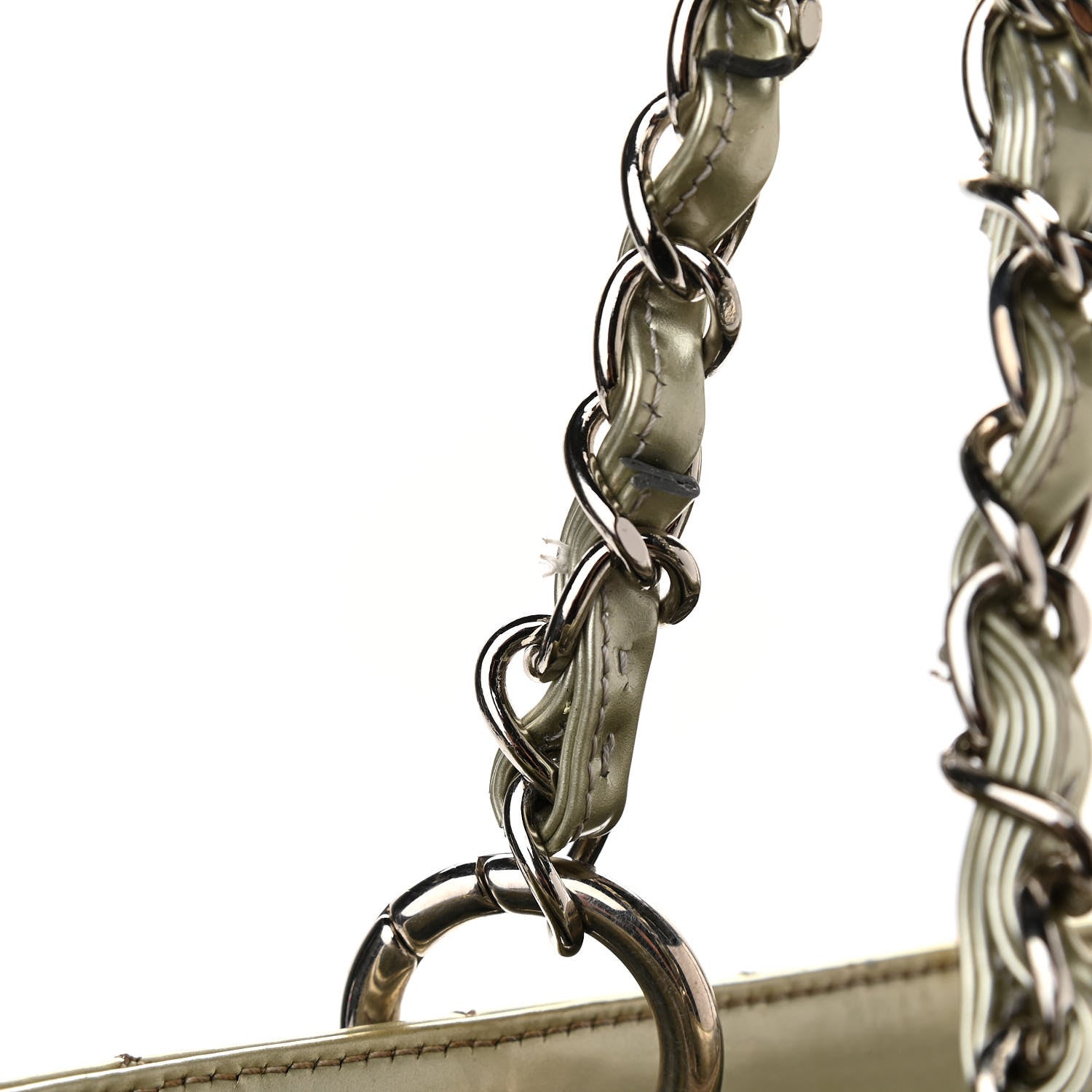 Chanel Patent Quilted Grand Shopping Tote GST Silver Gold 18 of 24