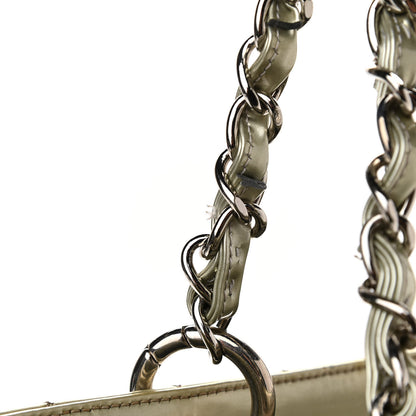 Chanel Patent Quilted Grand Shopping Tote GST Silver Gold 18 of 24