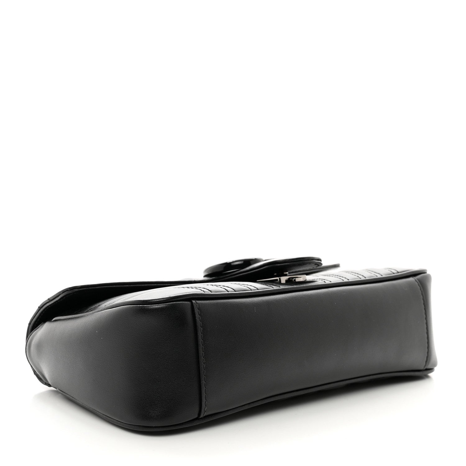 Gucci Calfskin Matelasse Monochrome Small GG Marmont Shoulder Bag Black 4 of 9