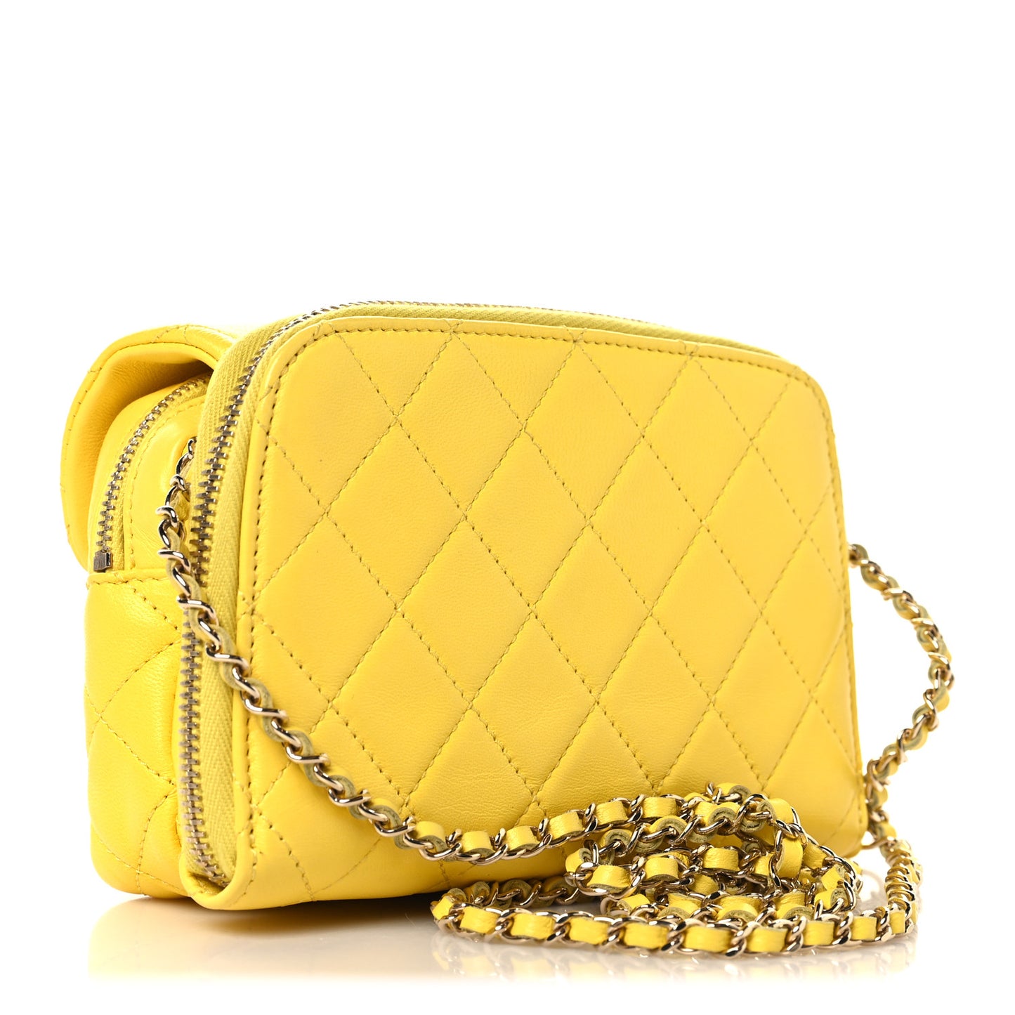 Lambskin Quilted New Mini Flap Yellow
