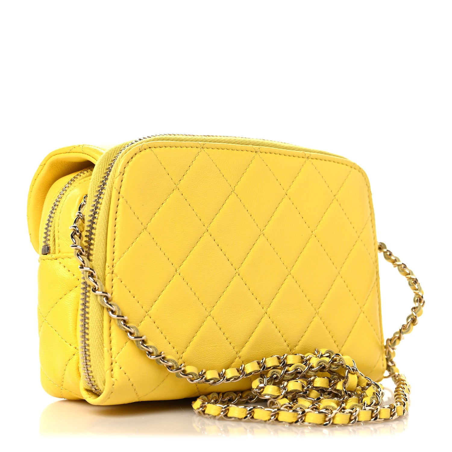 Chanel Lambskin Quilted New Mini Flap Yellow 3 of 11