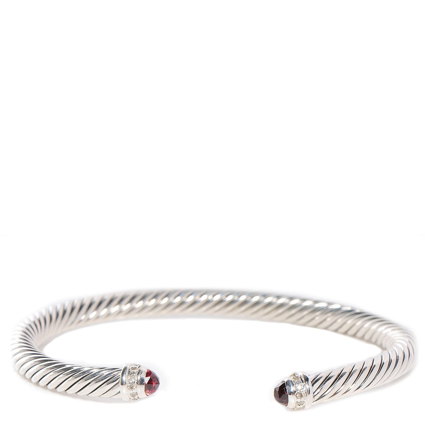 Sterling Silver Garnet Diamond 5mm Cable Classics Bracelet