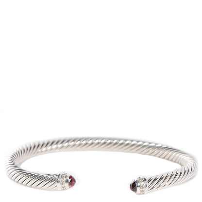 David Yurman Sterling Silver Garnet Diamond 5mm Cable Classics Bracelet 1 of 5