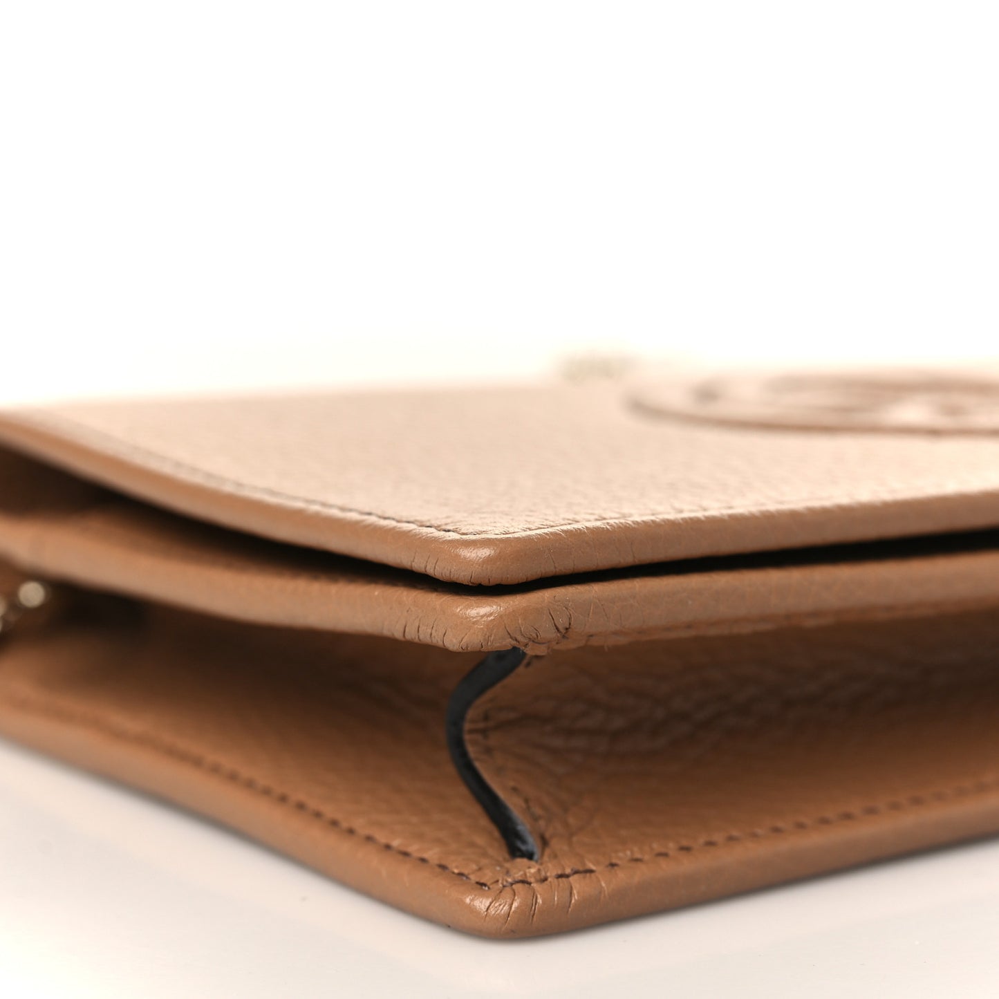 Pebbled Calfskin Soho Wallet on Chain Camelia