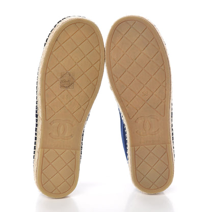 Chanel Velvet Logo Espadrilles 38 Navy Black 7 of 8