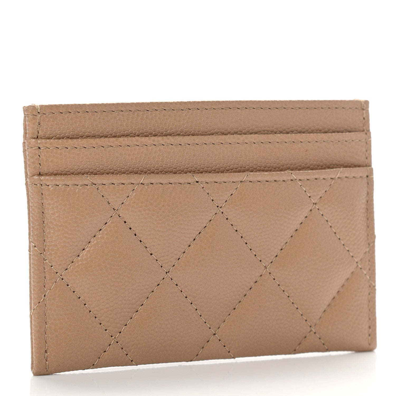 Chanel Caviar Quilted Crystal Card Holder Beige 3 of 9