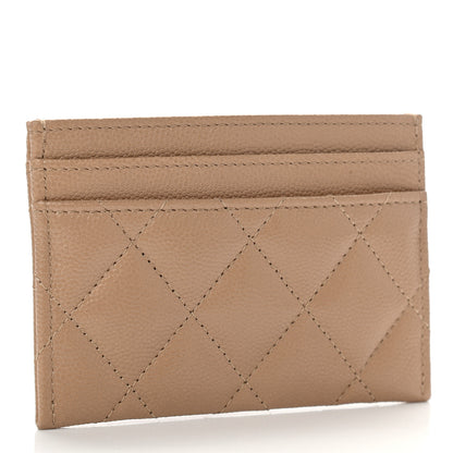 Chanel Caviar Quilted Crystal Card Holder Beige 3 of 9