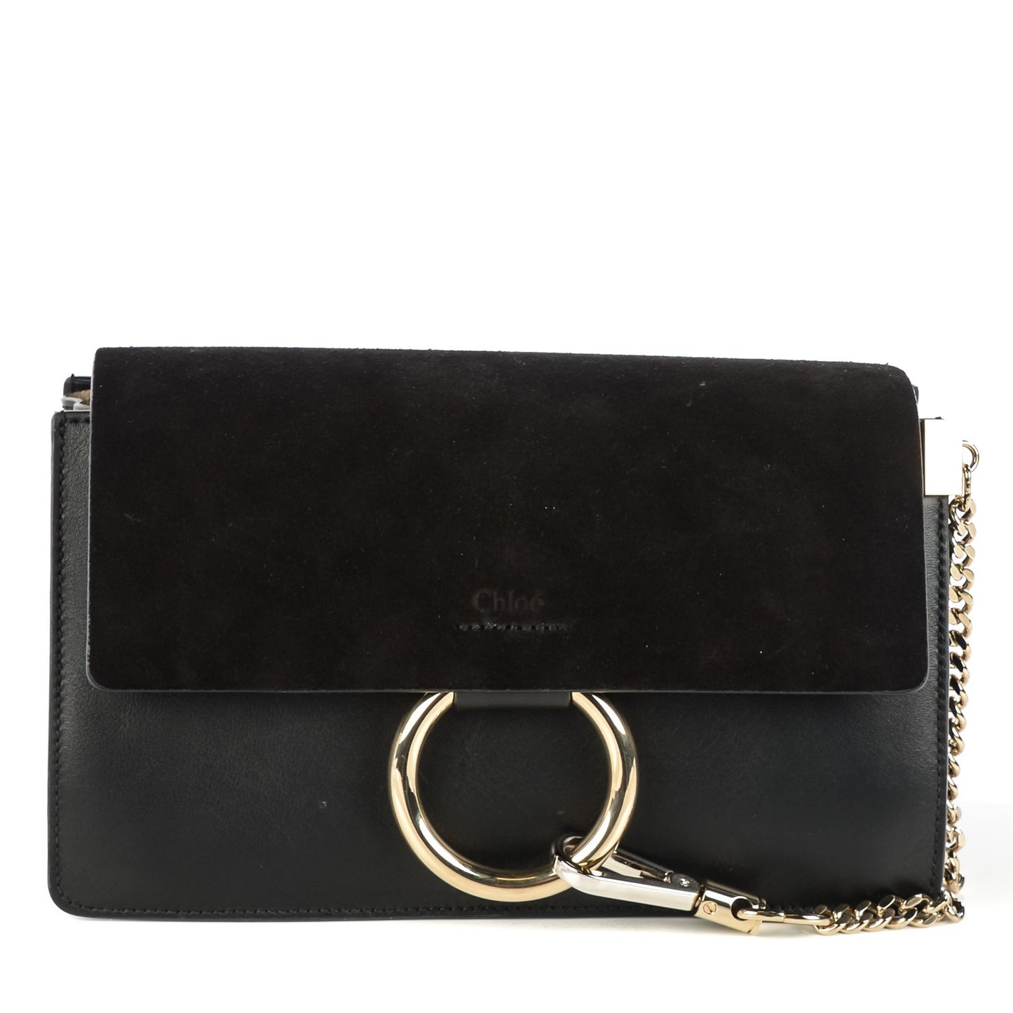 Suede Calfskin Small Faye Shoulder Bag Black