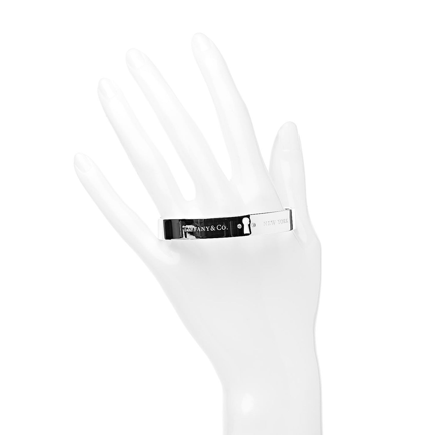 Sterling Silver Diamond Narrow Locks Bangle Bracelet