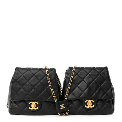Chanel Lambskin Pearl Quilted Side Packs Black 1 of 11