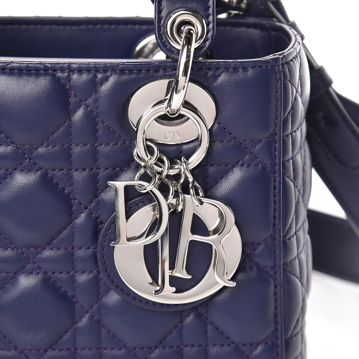 Christian Dior Lambskin Cannage Small Lucky Badges My Lady Dior Navy 8 of 10