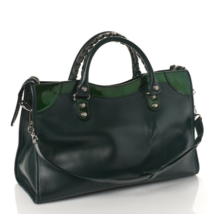 Balenciaga Smooth Calfskin Metallic Patent Giant 12 Silver Hardware City Vert Poker Fonce 3 of 8