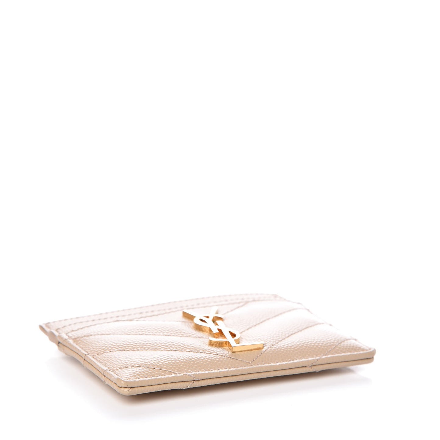 Grain De Poudre Matelasse Chevron Monogram Credit Card Case Nude Powder