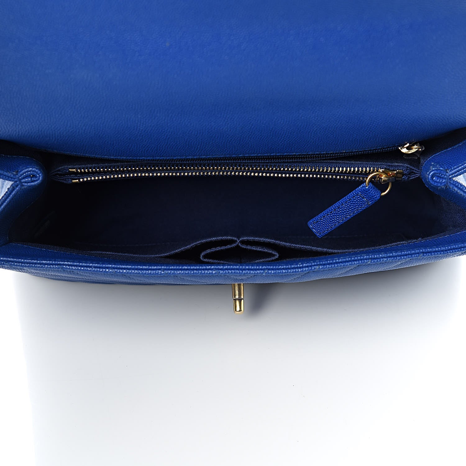 Chanel Caviar Chevron Quilted Small Coco Handle Flap Blue 5 of 11