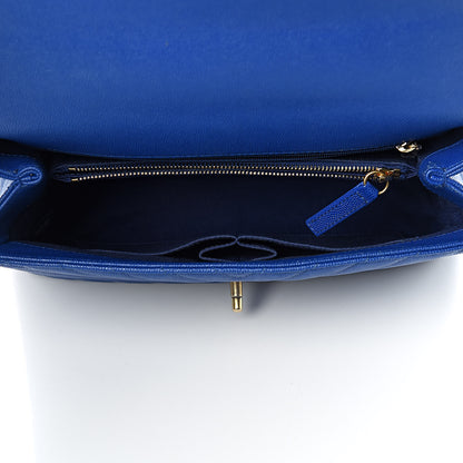 Chanel Caviar Chevron Quilted Small Coco Handle Flap Blue 5 of 11