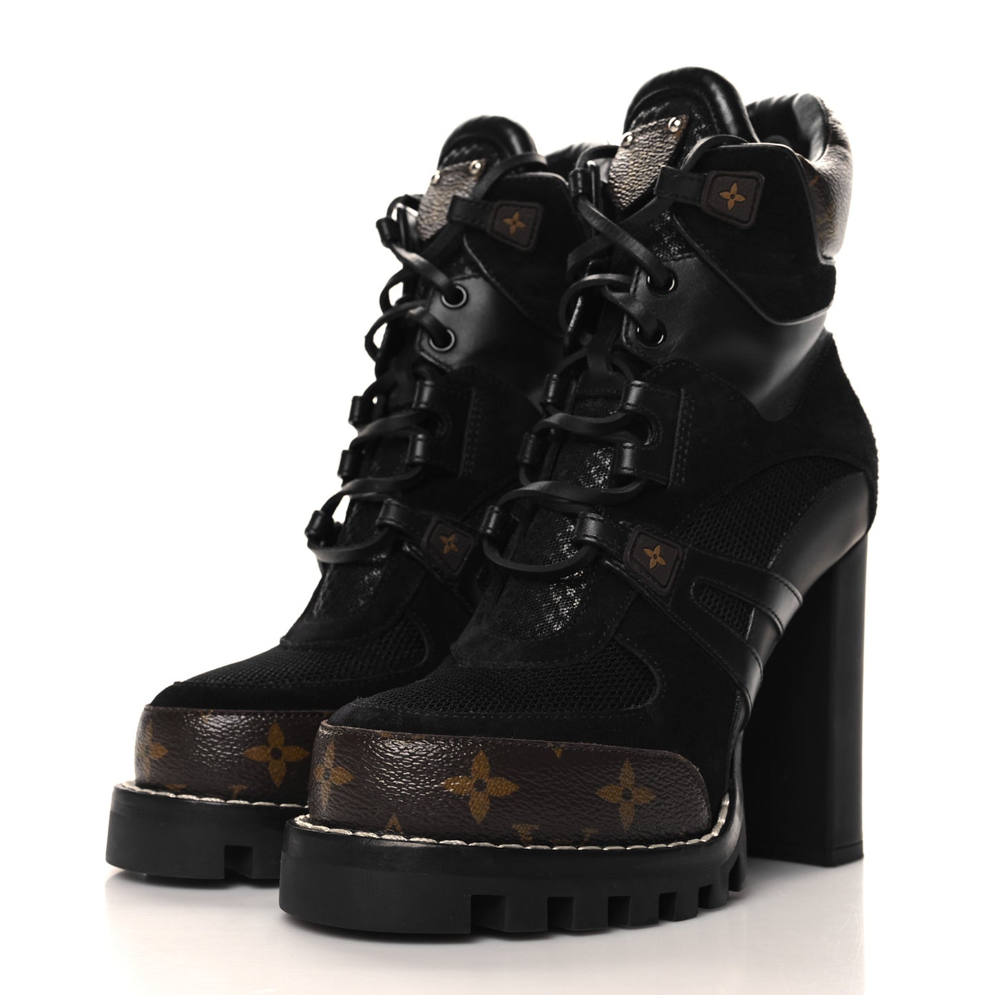Suede Calfskin Monogram Star Trail Ankle Boots 37 Black