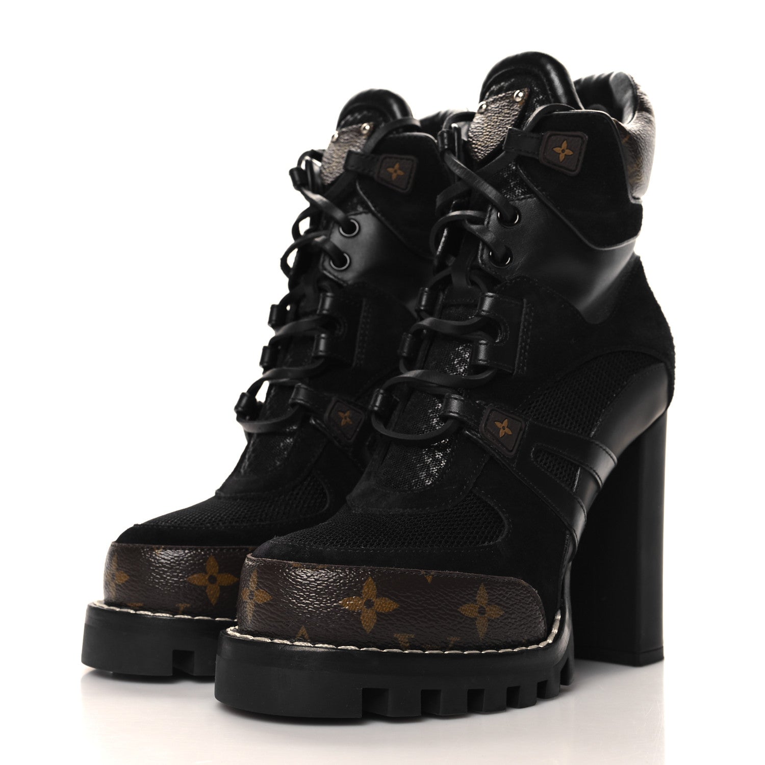 Louis Vuitton Suede Calfskin Monogram Star Trail Ankle Boots 37 Black 4 of 8