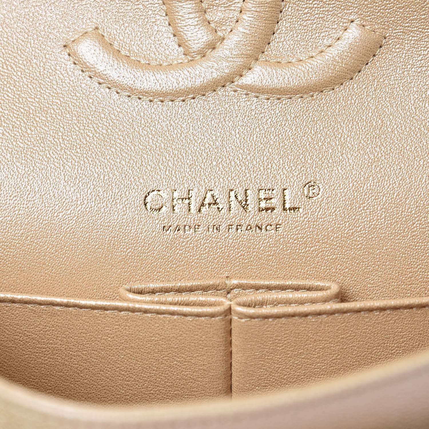 Chanel Iridescent Caviar Quilted Medium Double Flap Beige 6 of 9