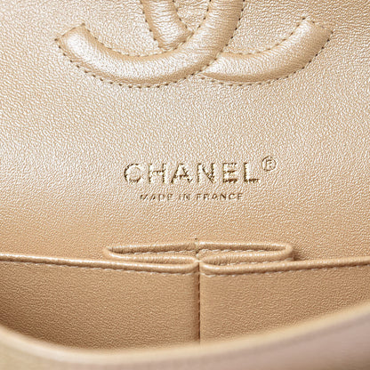 Chanel Iridescent Caviar Quilted Medium Double Flap Beige 6 of 9