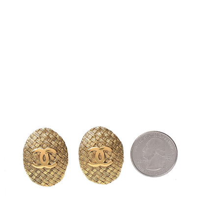 Chanel Oval CC Clip On Earrings Gold 2 of 5