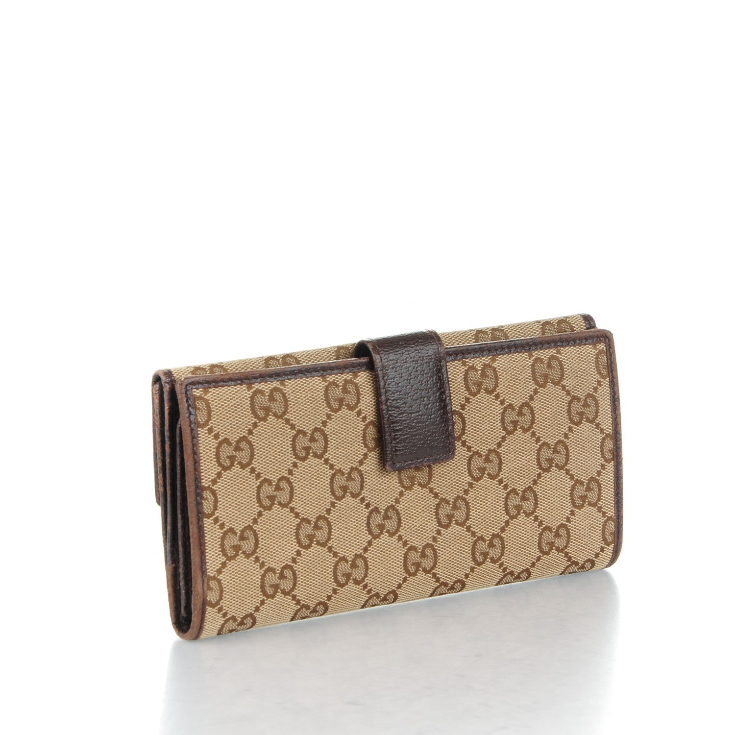 Gucci Monogram Metal Bar Continental Flap Wallet Beige Ebony Dark Brown 3 of 7
