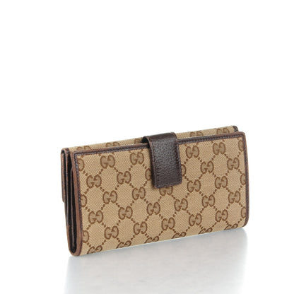 Gucci Monogram Metal Bar Continental Flap Wallet Beige Ebony Dark Brown 3 of 7