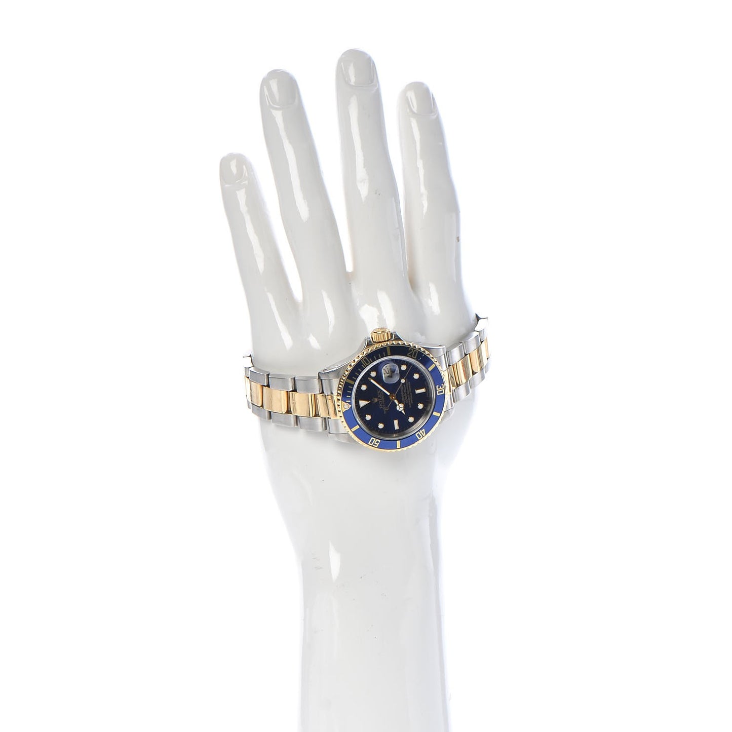 18K Yellow Gold Stainless Steel 40mm Oyster Perpetual Date Submariner Watch Blue