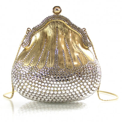 Judith Leiber Swarovski Crystal Chatelaine Minaudiere Brushed Gold 1 of 8