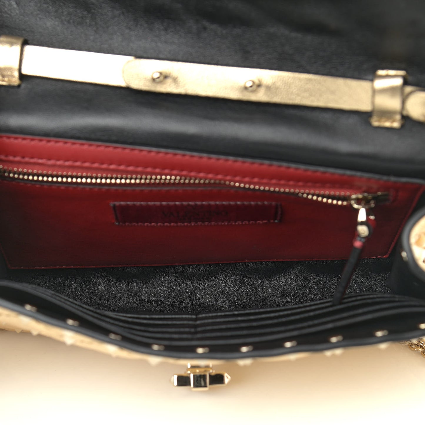 Metallic Nappa Rockstud Spike Wallet on Chain Mekong