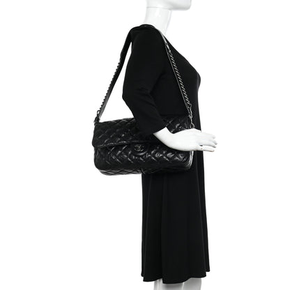 Chanel Crumpled Calfskin Quilted Medium Casual Rock Flap Black 2 of 10