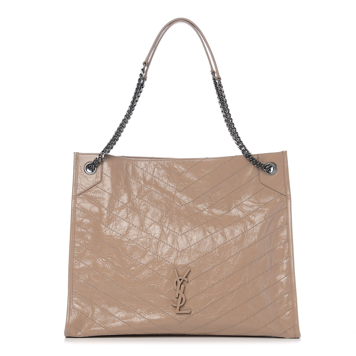 Saint Laurent Crinkled Calfskin Matelasse Monogram Niki Shoulder Bag Light Taupe 1 of 8
