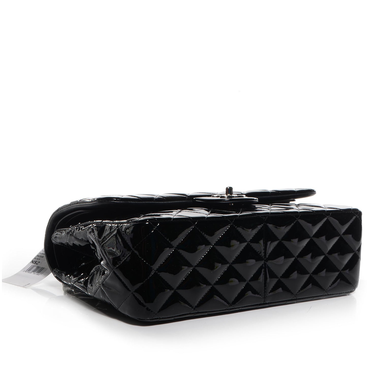Patent Quilted Jumbo Double Flap Black